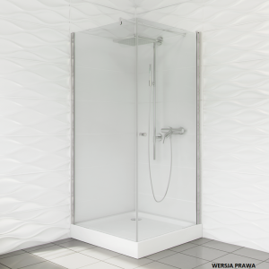 Kabina kwadratowa Duso 1-skrzydłowa 90x90x195 chrom szkło transparentne Prawa z powłoką CleanGLASS