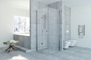 Kabina kwadratowa Fresh Line FOLDEX 80x80x195 drzwi składane chrom szkło transparentne z powłoką CleanGLASS - Darmowa dostawa