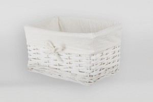 CORSAN - Kosz wiklinowy BIAŁY z wyściółką ECRU 30x20x15 cm 715S