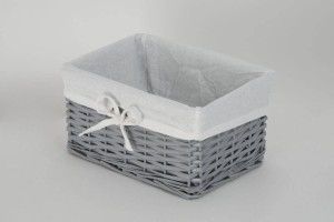 CORSAN - Kosz wiklinowy SZARY z wyściółką ECRU 30x20x15 cm 715S