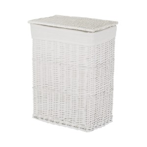 CORSAN - Kosz wiklinowy na pranie BIAŁY z wyściółką ECRU 40x28x60 cm 715L