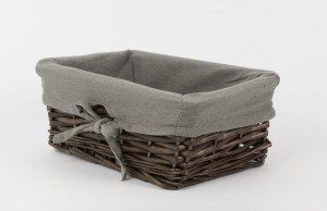 CORSAN - Kosz wiklinowy WENGE  z szarą wyściółką 27x17x11 cm 520E