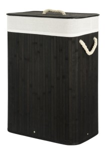 CORSAN - Kosz bambusowy na pranie CZARNY z wyściółką ECRU 52x32x63 cm 532