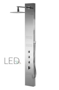Corsan - Panel prysznicowy NEO LED z mieszaczem, stal szczotkowana - Darmowa dostawa
