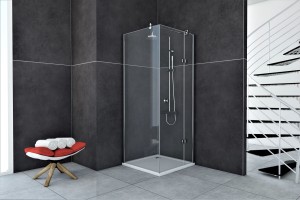 Kabina kwadratowa Fresh Line 1-skrzydłowa 90x90x195 chrom szkło transparentne prawa - Darmowa dostawa