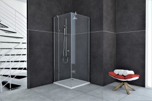 Kabina kwadratowa Fresh Line 1-skrzydłowa 90x90x195 chrom szkło transparentne lewa z powłoką CleanGLASS - Darmowa dostawa