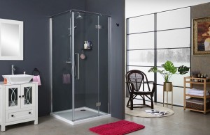 Kabina prostokątna FRESH LINE 1-skrzydłowa 80x120x195 chrom szkło transparentne z relingiem prawa z powłoką CleanGLASS - Darmowa dostawa