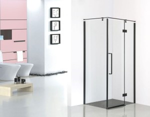 Kabina prostokątna FRESH LINE 1-skrzydłowa 80x100x195 czarny mat szkło transparentne z relingiem prawa - Darmowa dostawa