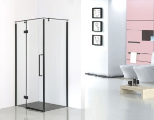 Kabina prostokątna FRESH LINE 1-skrzydłowa 80x120x195 czarny mat szkło transparentne z relingiem lewa z powłoką CleanGLASS - Darmowa dostawa