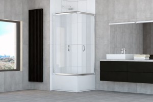 Kabina STYLIO kwadratowa 80x80x170 chrom szkło chinchila z powłoką CleanGLASS - Darmowa dostawa