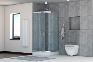 Kabina STYLIO półokrągła 80x80x190 chrom szkło transparentne z powłoką CleanGLASS - Darmowa dostawa