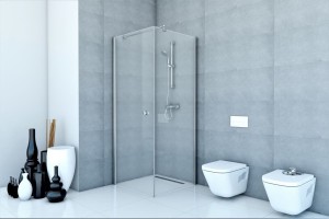 Kabina kwadratowa Fresh Line 1-skrzydłowa 80x80x195 chrom szkło transparentne Lewa z powłoką CleanGLASS - Darmowa dostawa