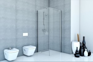 Kabina kwadratowa Fresh Line 1-skrzydłowa 100x100x195 chrom szkło transparentne uniwersalna - Darmowa dostawa