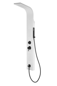 Corsan - Panel prysznicowy ALTO LED z mieszaczem i wylewką, kolor biały z czarnym wykończeniem - Darmowa dostawa