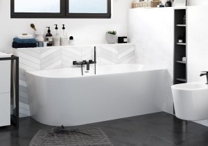 Corsan Wanna narożna INTERO PRAWA 160x75 z wykończeniem chrom E-230L - DARMOWA DOSTAWA