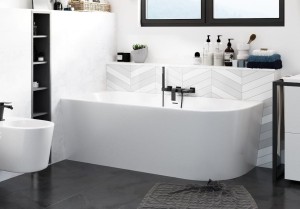 Corsan Wanna narożna INTERO LEWA 160x75 z wykończeniem chrom E-230L - DARMOWA DOSTAWA