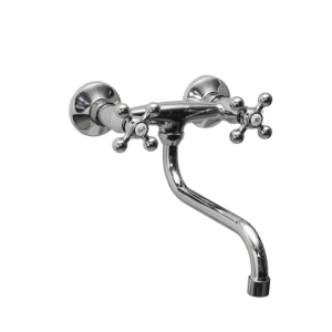 Bateria RETRO umywalkowa ścienna 2-uchwytowa z wylewką typu "S" L-200