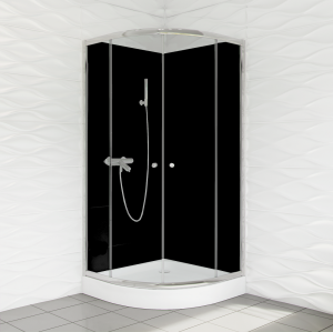 Kabina DUSO półokrągła czterościenna 80 szkło przednie transparentne, tylne czarne z powłoką CleanGLASS - Darmowa dostawa