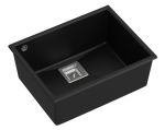 Quadron Unique Zlewozmywak granitowy jednokomorowy podwieszany 55*42*22,5 cm DAVID 50 PURE CARBON czarny mat ze stalowym odpływem-DARMOWA DOSTAWA