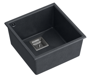 Quadron Unique Zlewozmywak granitowy jednokomorowy podwieszany 42*41*22,5 cm DAVID 40 BLACK DIAMOND ze stalowym odpływem-DARMOWA DOSTAWA