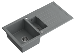Quadron Zlewozmywak granitowy półtorakomorowy 100*50*22,5 cm z ociekaczem BRUCE 156 szary ze stalowym odpływem