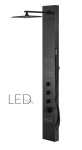 Corsan - Panel prysznicowy NEO LED z termostatem, stal szczotkowana w kolorze czarnym - Darmowa dostawa