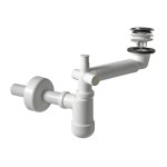 Syfon przyścienny PREVEX 5 cm z korkiem  klik-klak dedykowany do umywalek Oristo