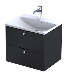 Oristo Szafka wisząca SIENA 60 cm z umywalką AMELIA, CZARNY MAT OR45-SD2S-60-8 + UME-AM-60-92-DARMOWA DOSTAWA