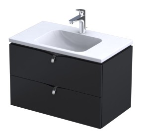 Oristo Szafka wisząca SIENA 80 cm z umywalką CERA, CZARNY MAT OR45-SD2S-80-8 + UME-CE-80-91-DARMOWA DOSTAWA