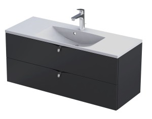 Oristo Szafka wisząca SIENA 120 cm z umywalką AMELIA, CZARNY MAT OR45-SD2S-120-8 + UME-AM-120-92-C-DARMOWA DOSTAWA