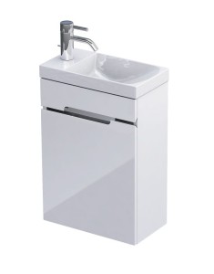 Oristo Szafka wisząca SILVER UNI 40 cm z umywalką ceramiczną, BIAŁY POŁYSK, LISTWA CHROM OR33-ZD1D-40-1-C