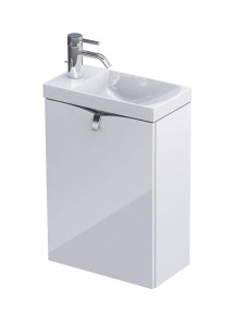 Oristo Szafka wisząca SIENA 40 cm z umywalką ceramiczną, BIAŁY POŁYSK OR45-ZD1D-40-1-C