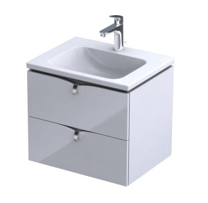 Oristo Szafka wisząca SIENA 60 cm z umywalką CERA, BIAŁY POŁYSK OR45-SD2S-60-1 + UME-CE-60-91-DARMOWA DOSTAWA