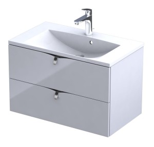 Oristo Szafka wisząca SIENA 80 cm z umywalką AMELIA, BIAŁY POŁYSK OR45-SD2S-80-1 + UME-AM-80-92-DARMOWA DOSTAWA
