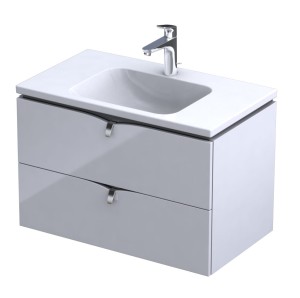 Oristo Szafka wisząca SIENA 80 cm z umywalką CERA, BIAŁY POŁYSK OR45-SD2S-80-1 + UME-CE-80-91-DARMOWA DOSTAWA