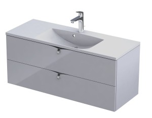 Oristo Szafka wisząca SIENA 120 cm z umywalką AMELIA, BIAŁY POŁYSK OR45-SD2S-120-1 + UME-AM-120-92-C-DARMOWA DOSTAWA