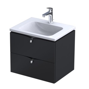 Oristo Szafka wisząca SIENA 60 cm z umywalką CERA, CZARNY MAT OR45-SD2S-60-8 + UME-CE-60-91-DARMOWA DOSTAWA