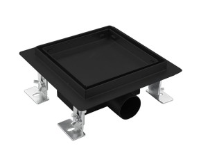 Odpływ punktowy kwadratowy 15x15 cm  system 2w1 CZARNY MAT
