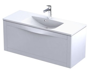Oristo Szafka wisząca SKAGEN 120 cm z umywalką AMELIA, BIAŁY MAT OR49-SD1S-120-2 + UME-AM-120-92-C-DARMOWA DOSTAWA