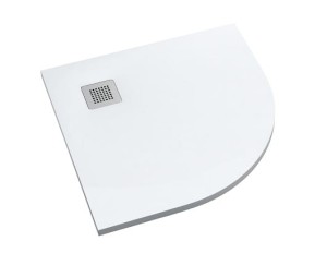 SCHEDPOL Brodzik półokrągły KALAIT SMOOTH WHITE  90x90x3,5 z systemem STABILSOUND PLUS 3.3104-M2 GRATIS SYFON 90mm-Darmowa dostawa