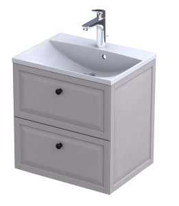 Oristo Szafka wisząca MONTEBIANCO 60 cm z umywalką AMELIA, PIASKOWY MAT OR47-SD2S-60-10 + UME-AM-60-92-DARMOWA DOSTAWA