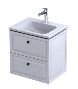 Oristo Szafka wisząca MONTEBIANCO 60 cm z umywalką CERA, BIAŁY MAT OR47-SD2S-60-2 + UME-CE-60-91-DARMOWA DOSTAWA