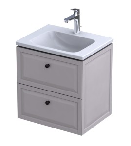 Oristo Szafka wisząca MONTEBIANCO 60 cm z umywalką CERA, PIASKOWY MAT OR47-SD2S-60-10 + UME-CE-60-91-DARMOWA DOSTAWA