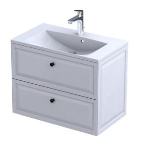 Oristo Szafka wisząca MONTEBIANCO 80 cm z umywalką AMELIA, BIAŁY MAT OR47-SD2S-80-2 + UME-AM-80-92-DARMOWA DOSTAWA
