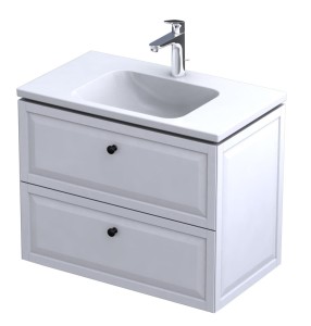 Oristo Szafka wisząca MONTEBIANCO 80 cm z umywalką CERA, BIAŁY MAT OR47-SD2S-80-2 + UME-CE-80-91-DARMOWA DOSTAWA
