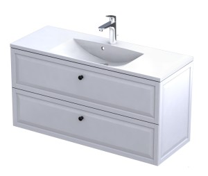 Oristo Szafka wisząca MONTEBIANCO 120 cm z umywalką AMELIA, BIAŁY MAT OR47-SD2S-120-2 + UME-AM-120-92-C-DARMOWA DOSTAWA