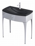 ORiSTO Szafka wisząca LOUIS 82 cm BIAŁY POŁYSK z umywalką LOUIS 82 cm CZARNY MAT OR50-SD1S-82-1 + UME-LU-82-94-DARMOWA DOSTAWA