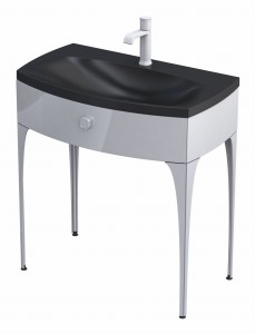 ORiSTO Szafka wisząca LOUIS 82 cm BIAŁY POŁYSK z umywalką LOUIS 82 cm CZARNY MAT OR50-SD1S-82-1 + UME-LU-82-94-DARMOWA DOSTAWA