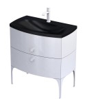 ORiSTO Szafka wisząca LOUIS 82 cm BIAŁY POŁYSK z umywalką LOUIS 82 cm CZARNY MAT OR50-SD2S-82-1 + UME-LU-82-94-DARMOWA DOSTAWA