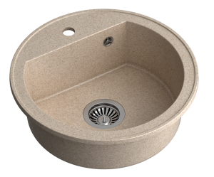 Quadron POP Zlewozmywak granitowy jednokomorowy 51*51*18 cm  JOHNNY 210 GRANITEQ river sand / piaskowy ze stalowym odpływem